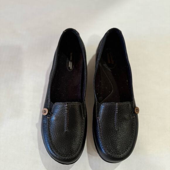 Clarks Women's 11M Black Ashland Scurry Clogs Slip On Leather Comfort Round Toe - Picture 3 of 15